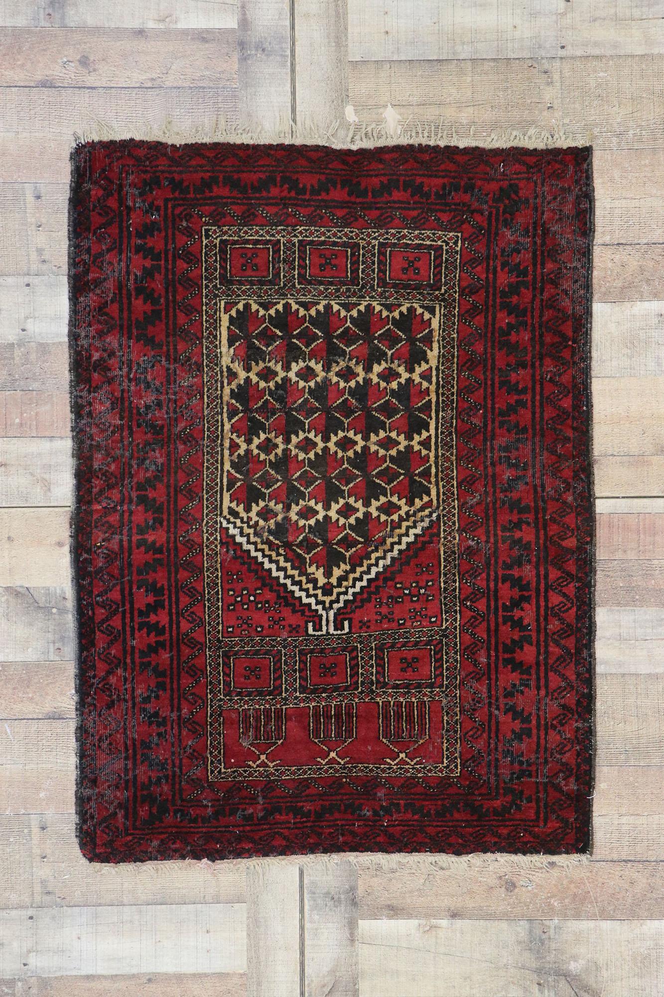 Hand-Knotted Vintage Herat Persian Baluch Prayer Rug For Sale