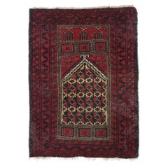 Vintage Herat Persian Baluch Prayer Rug