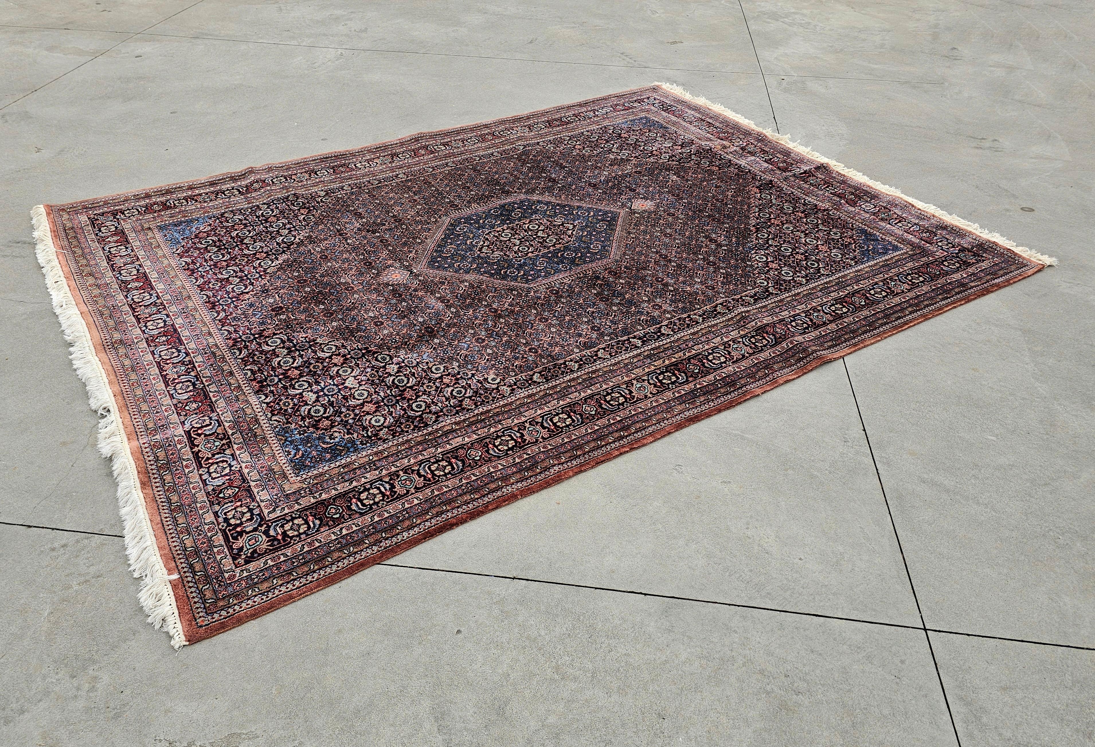 Vintage Herati Bidjar Hand-knotted Rectangular Area Rug, India 1960s In Good Condition For Sale In Beograd, RS