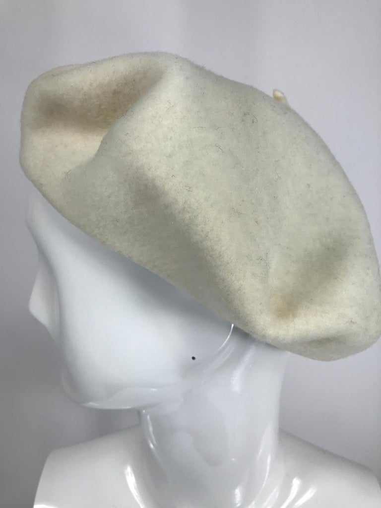 Herbert Johnson London Beret en laine blanc cassé, vintage, années