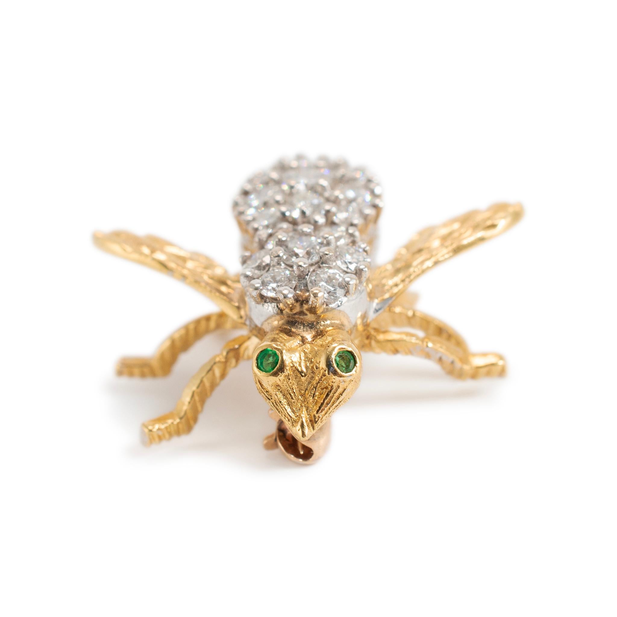 Marchio: Herbert Rosenthal 

Genere: Donna

Tipo di metallo: Oro 18K

Lunghezza: 0.75 pollici

Peso: 6.28 grammi

Spilla vintage fatta a mano di Herbert Rosenthal in oro bianco e giallo 18 carati, con diamanti e smeraldi. Inciso con 