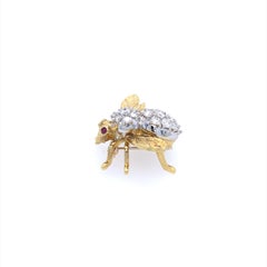 Vintage Herbert Rosenthal 2.00 Carat Diamond and 18k Gold Bee Brooch