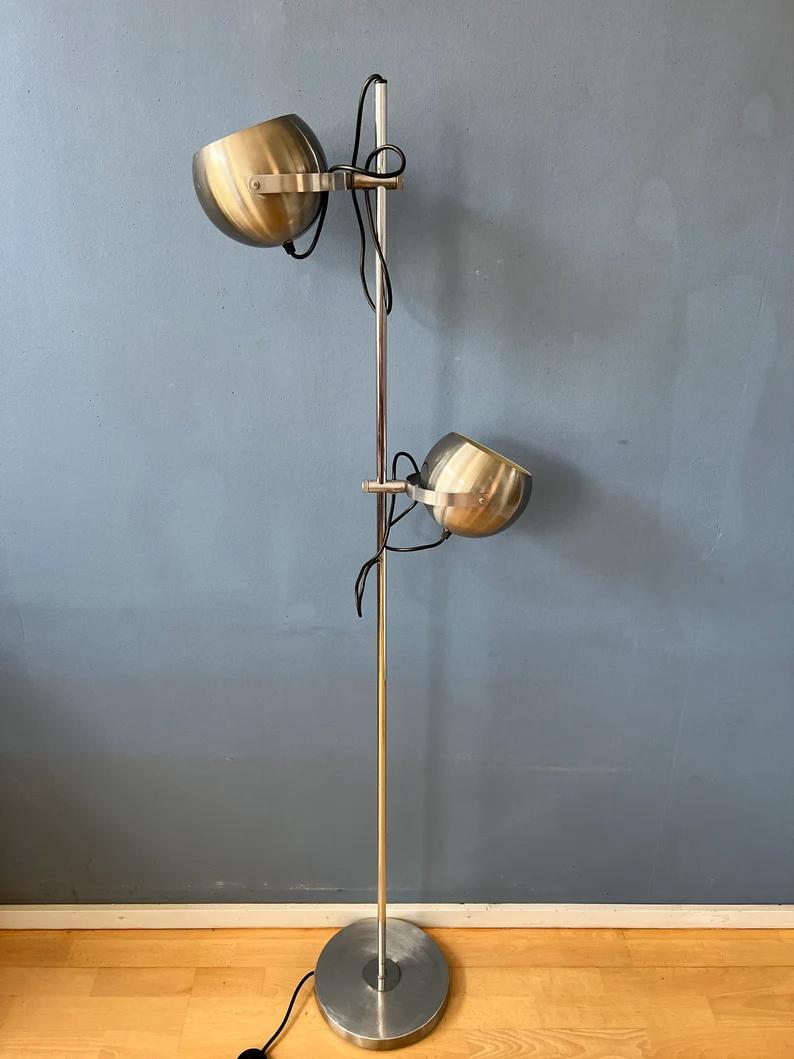 Metal Vintage Herda Eyeball Floorlamp Space Age Lamp Mid Century Lamp, 1970s For Sale