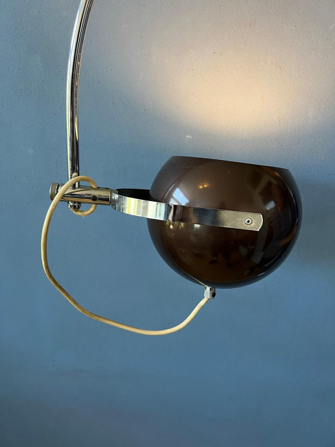 Metal Vintage Herda Eyeball Space Age Chrome Wall Arc Lamp Light, 1970s  For Sale