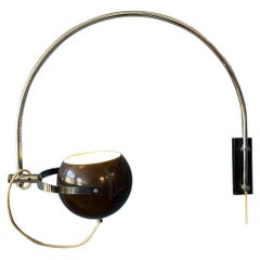 Vintage Herda Eyeball Space Age Chrome Wall Arc Lamp Light, 1970s