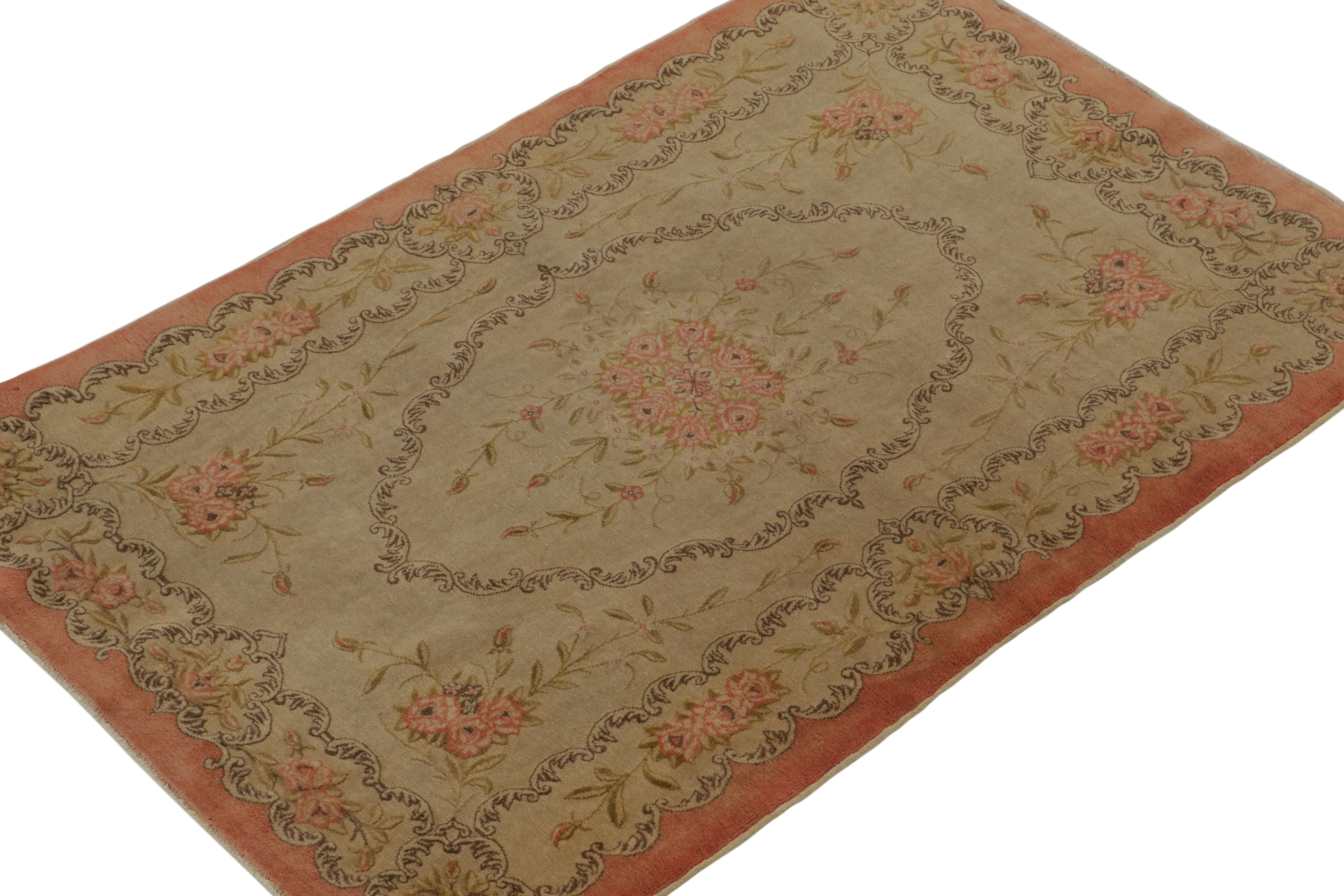 This vintage 3x5 Hereke rug is a collectible piece, and the next addition to Rug & Kilim’s mid-century curations. Hand-knotted in wool from Turkey, circa 1960-1970. 
Further on the Design:
This piece enjoys a delicious range of floral patterns in