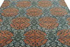 Vintage Hereke Rug in Blue with Orange Arabesque Medallions  Rug & Kilim