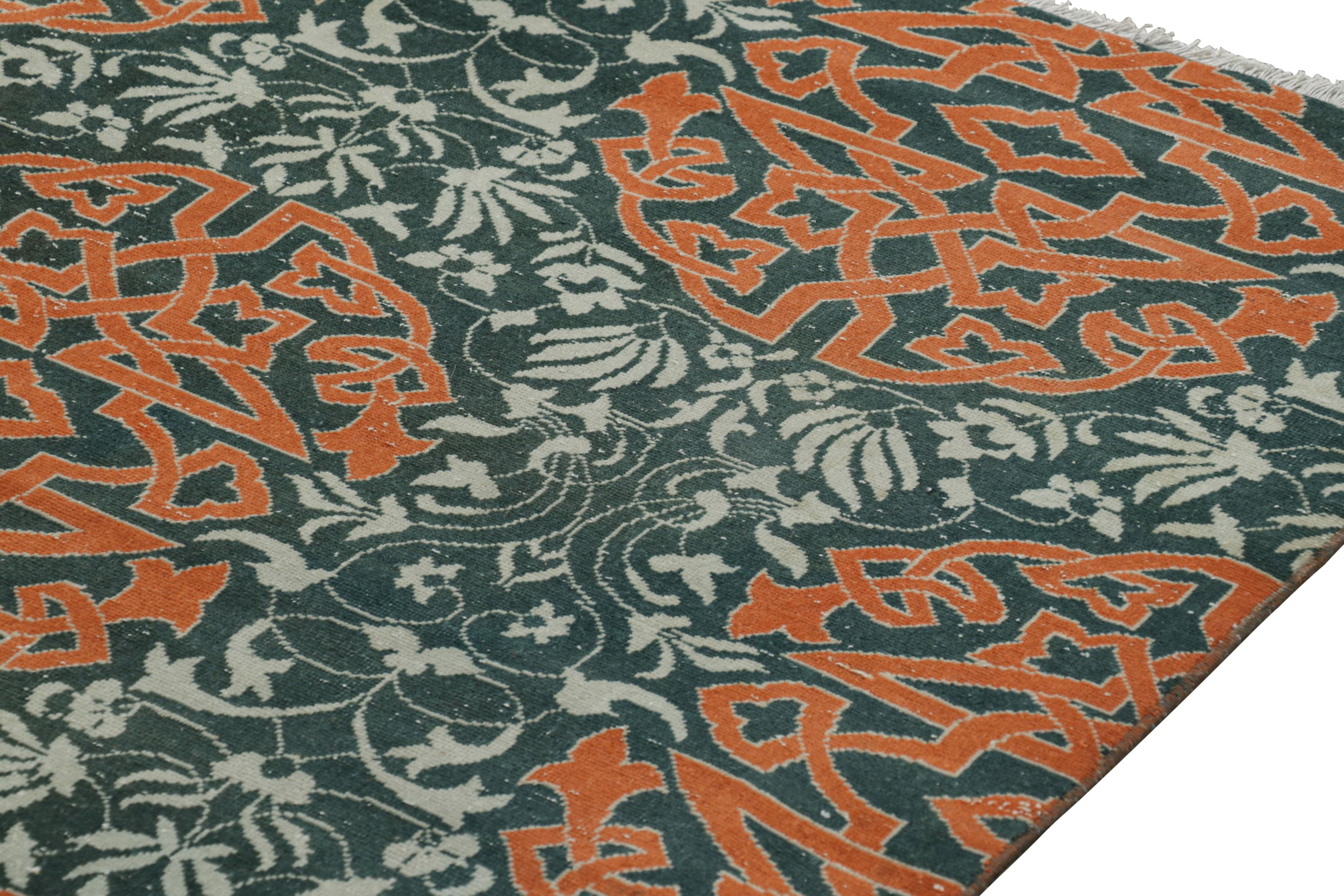 Turc Tapis Hereke vintage bleu avec médaillons arabesques orange  Rug & Kilim en vente
