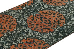 Vintage Hereke Rug in Teal with Orange Arabesque Medallions  Rug & Kilim