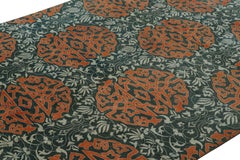 Vintage Hereke Rug in Teal with Orange Arabesque Medallions  Rug & Kilim