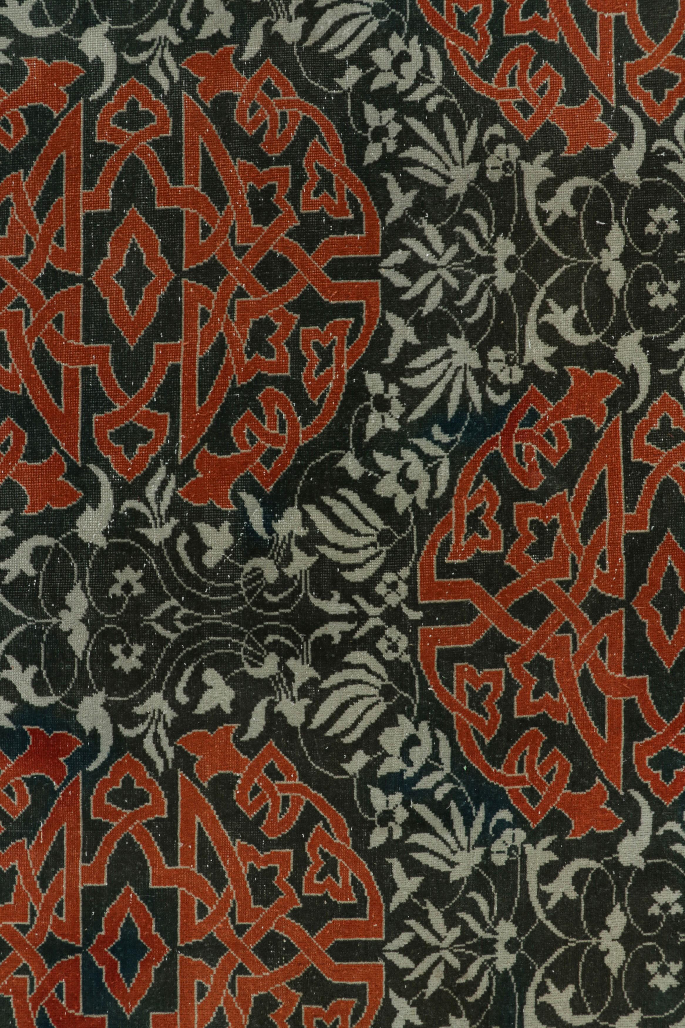 Mid-20th Century Vintage Hereke Rug in Teal with Orange Arabesque Medallions  Rug & Kilim For Sale