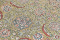 Vintage Hereke Rug with Bright Floral Patterns On Green and Gold - Rug & Kilim
