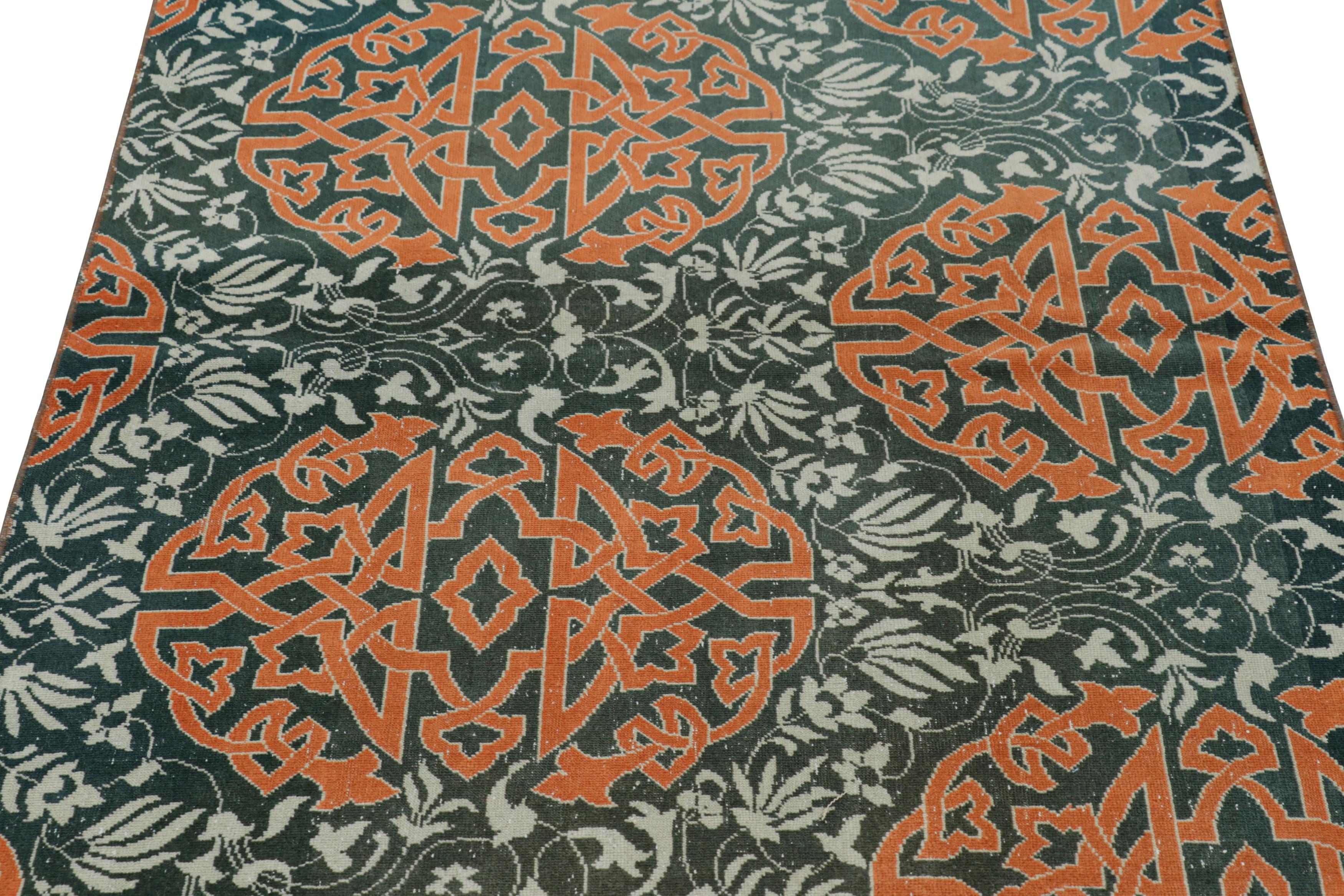 Made with hand-knotted wool in Turkey circa 1950-1960, this 3x6 vintage Hereke runner is from an exciting new curation from Rug & Kilim, enjoying large-scale arabesque medallions and floral patterns on a blue field with a borderless design. 

On the