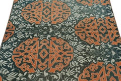 Vintage Hereke Runner Rug in Blue with Orange Arabesque Medallions  Rug & Kilim