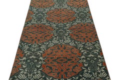 Vintage Hereke Runner Rug in Blue with Orange Arabesque Medallions  Rug & Kilim