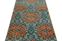 Vintage Hereke Runner Rug in Blue with Orange Arabesque Medallions  Rug & Kilim
