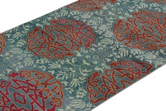 Vintage Hereke Runner Rug in Teal Blue with Arabesque Medallions  Rug & Kilim