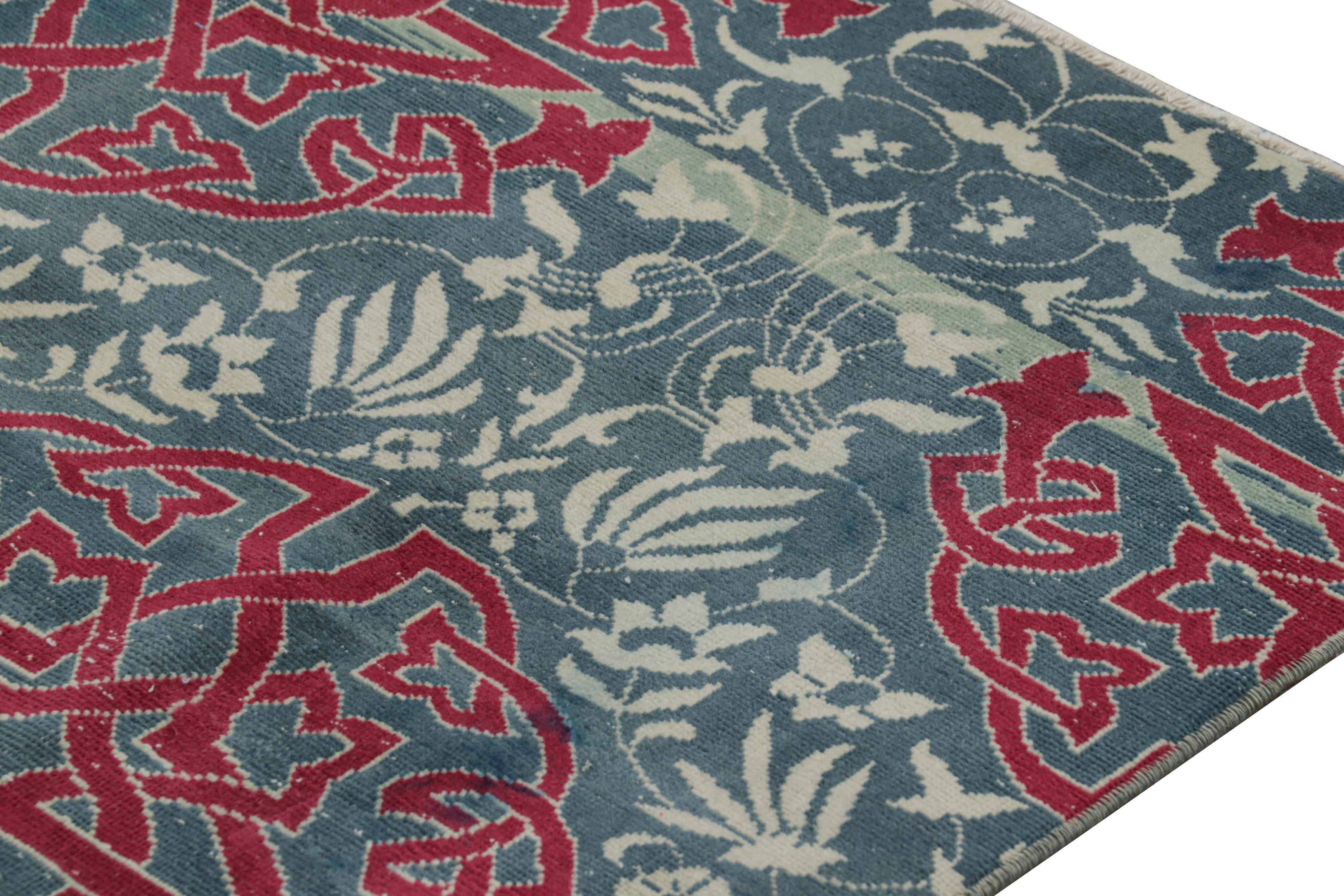Mid-20th Century Vintage Hereke Runner Rug in Teal Blue with Arabesque Medallions  Rug & Kilim For Sale