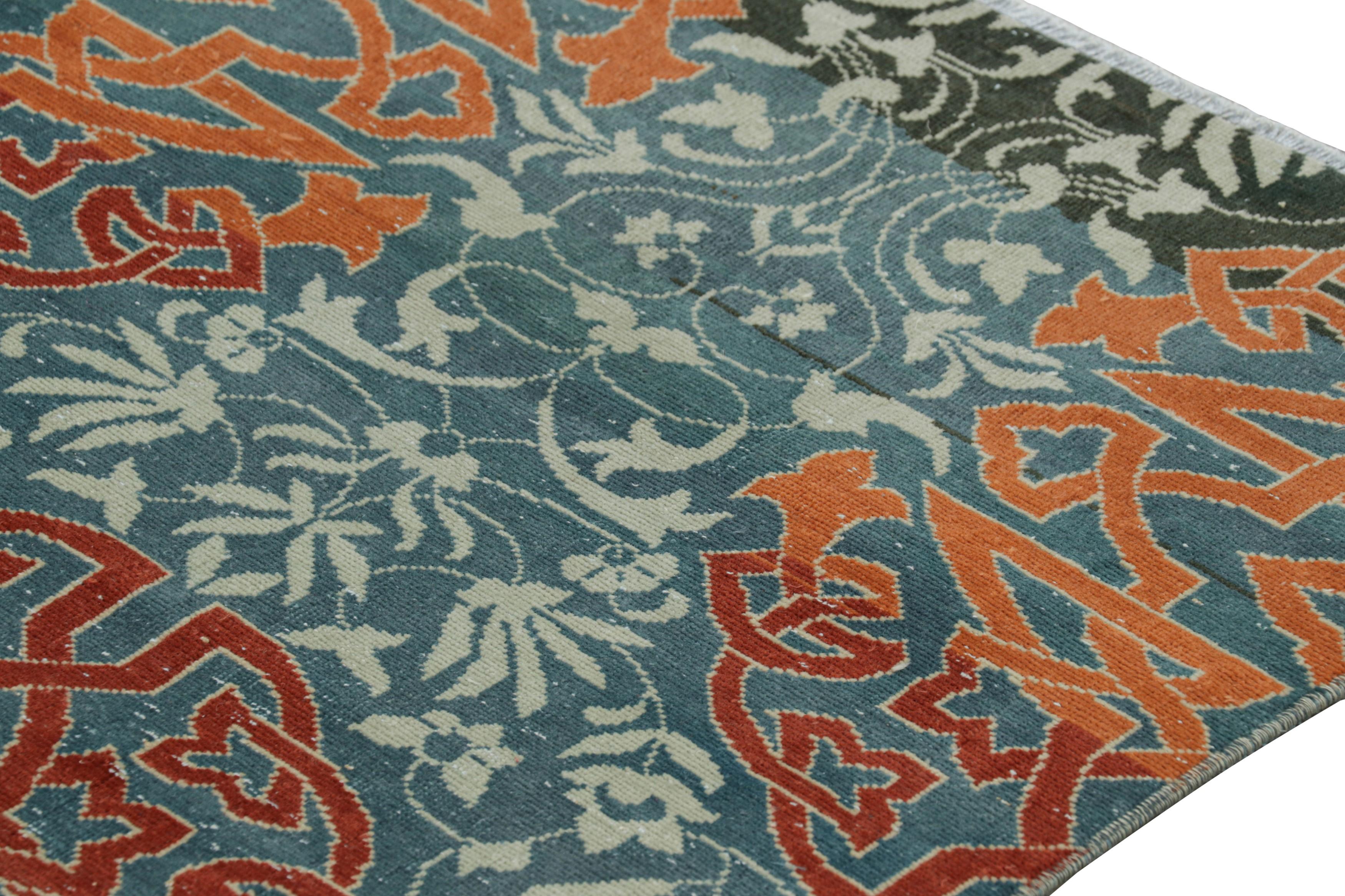 Mid-20th Century Vintage Hereke Runner Rug in Teal Blue with Arabesque Medallions  Rug & Kilim For Sale