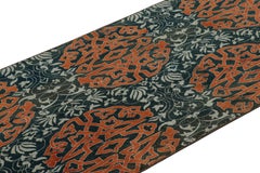 Vintage Hereke Runner Rug in Teal with Orange Arabesque Medallions  Rug & Kilim