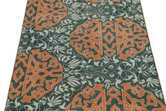 Vintage Hereke Runner Rug in Teal with Orange Arabesque Medallions  Rug & Kilim
