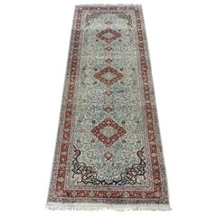Vintage Hereke Turkey Silk Runner Rug, circa 1950s