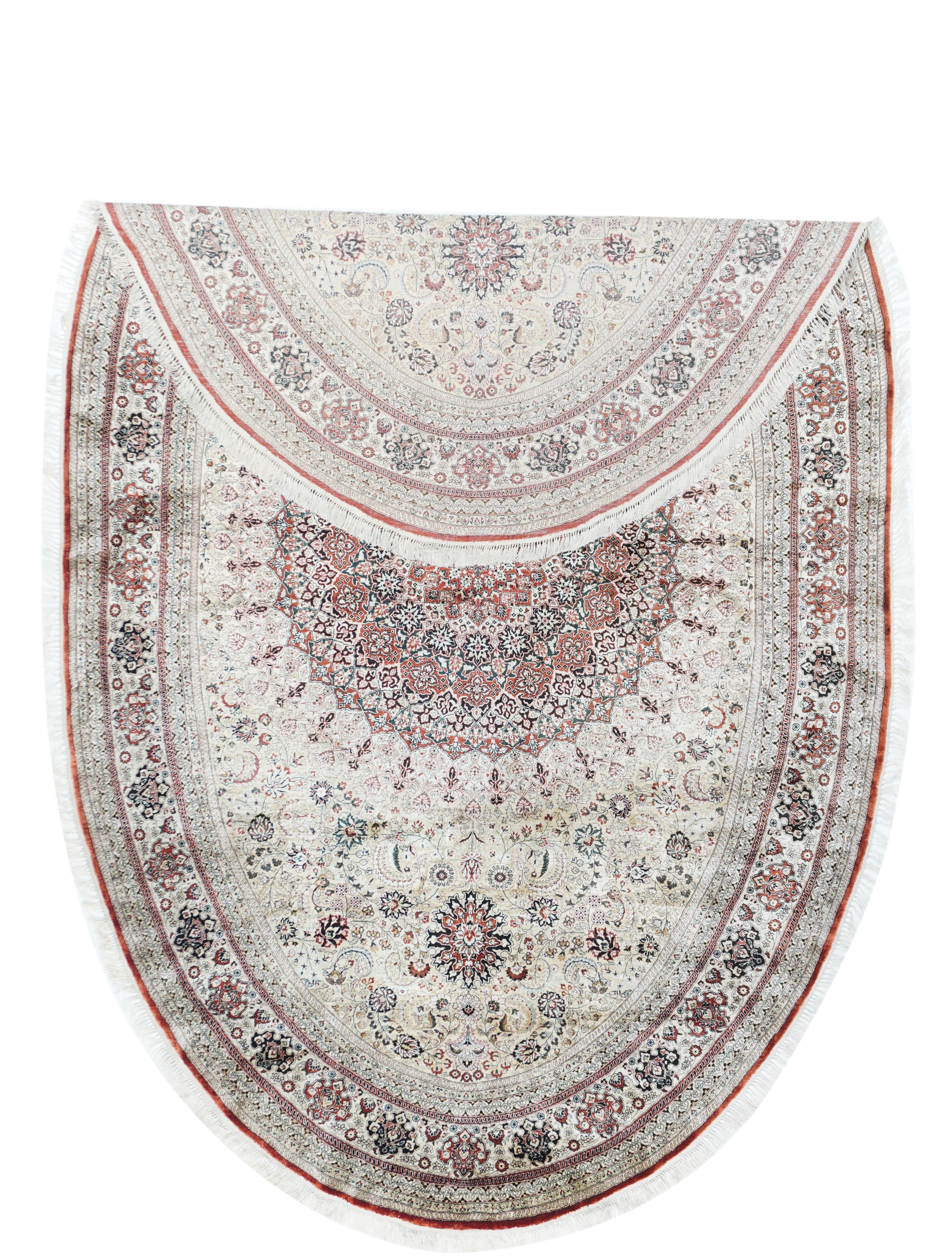 Extremely Fine Turkish Silk Hereke. Oval Rug 4'10'' x 7'11'' For Sale 7