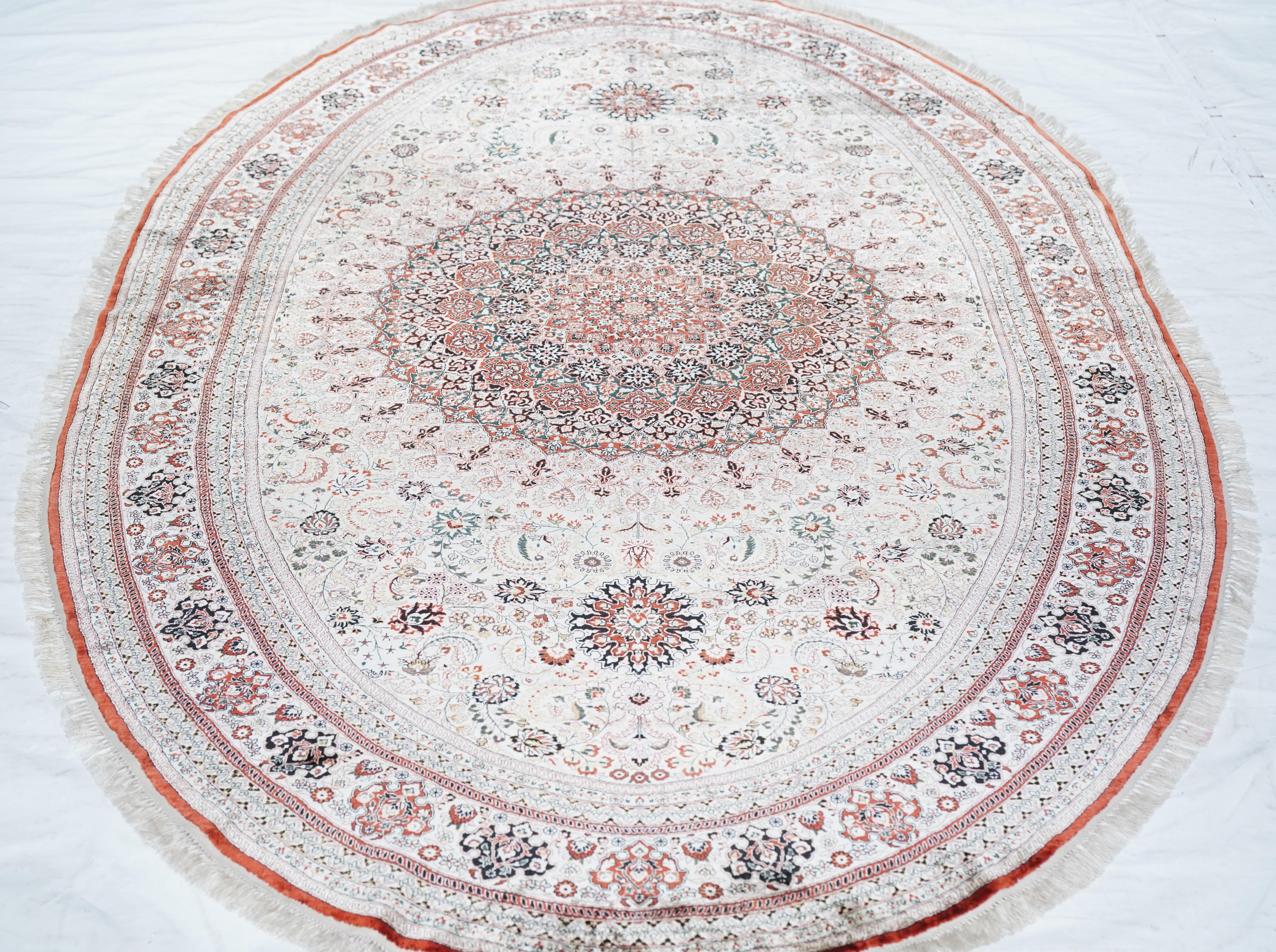 Extremely Fine Turkish Silk Hereke. Oval Rug 4'10'' x 7'11'' For Sale 3
