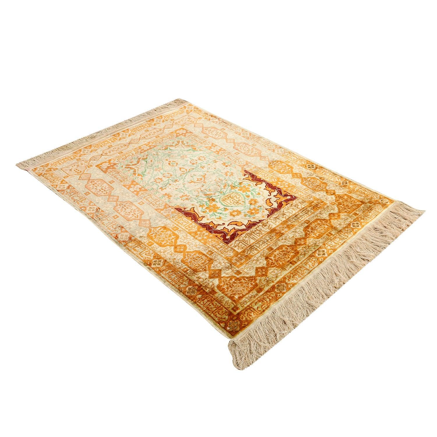 Alfombra Herekeh Vintage de Seda Pura - Tamaño: 4'5x3'4 Turco en venta