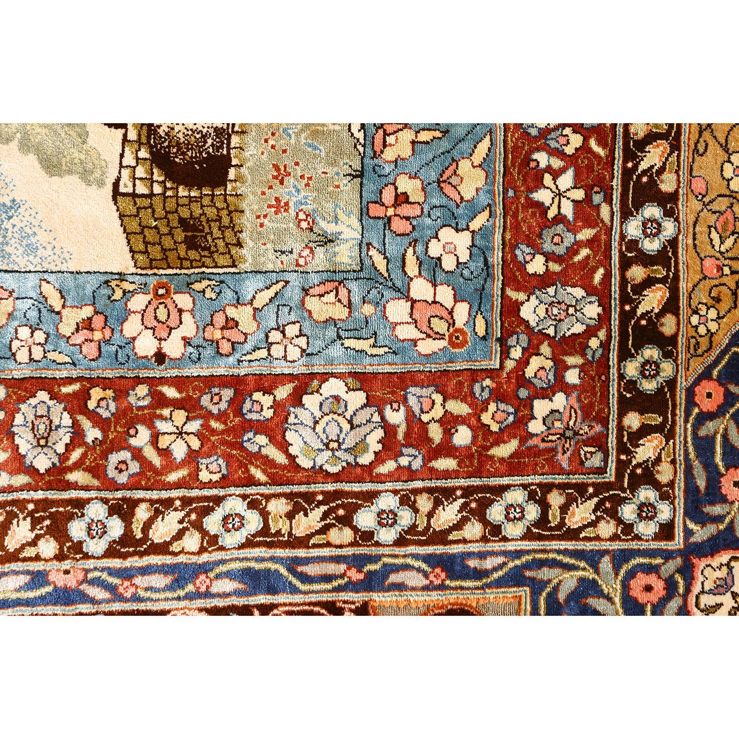 Turkish Vintage Herekeh Rug in Pure Silk - Size: 4'7x3'0 For Sale