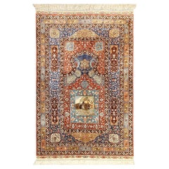 Alfombra Herekeh Vintage de Seda Pura - Tamaño: 4'7x3'0