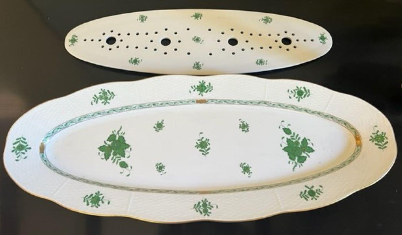 Porcelain Vintage Herend Fish Platter With Strainer, C. 1960's