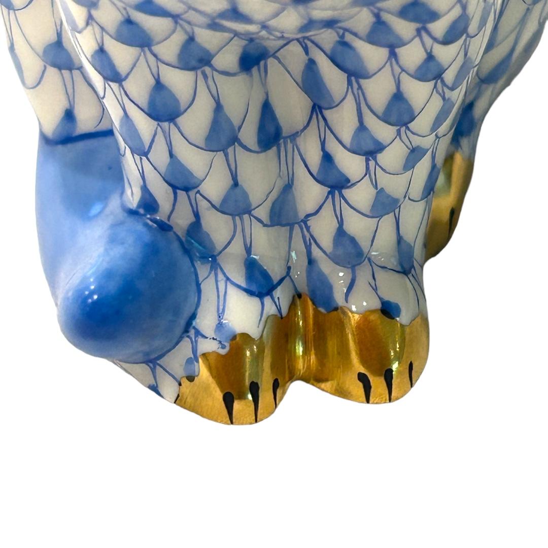 Vintage Herend Handpainted Blue Fishnet Porcelain “Cat” Figurine 1