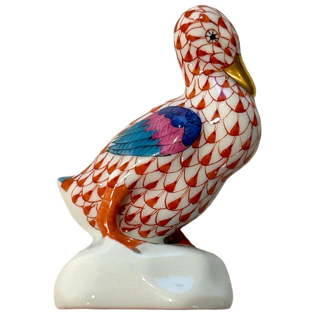 Vintage Herend Handpainted Rust/Orange Porcelain “Duck