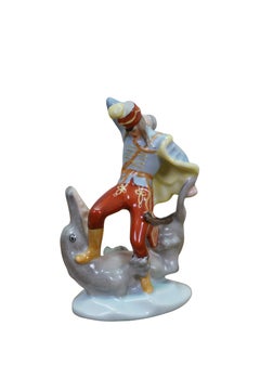 Vintage Herend Hussar and Sea Serpent Porcelain Dragon Slayer Figurine 5595