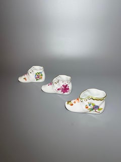 Vintage Herend Porcelain Baby Shoes Figurine, Hand-Painted, 1950