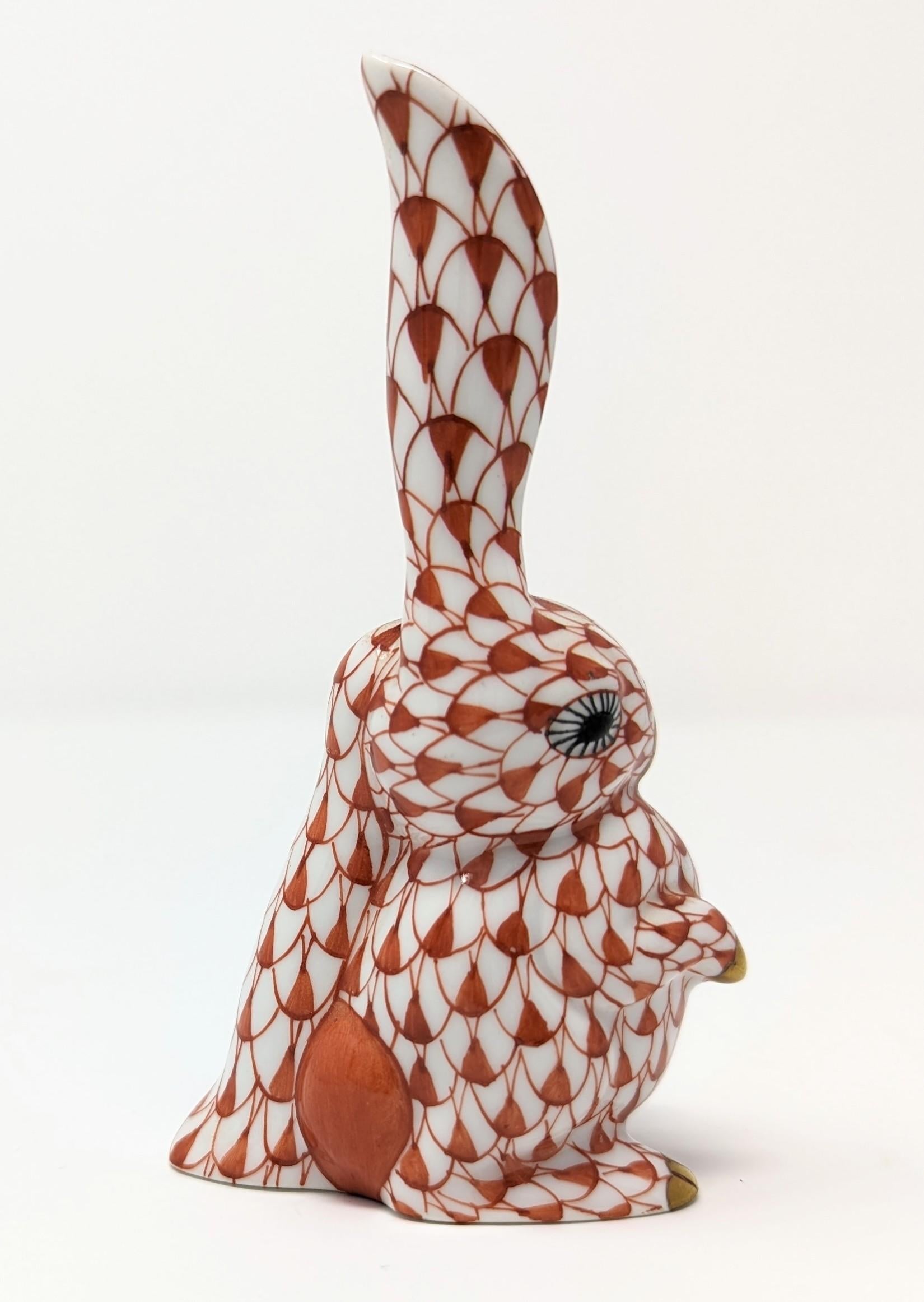 Other Vintage Herend Rabbit Bunny with One Ear Up Porcelain Figurine Hungary