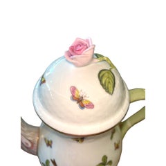 Vintage Herend “Rothschild Bird” Coffee Pot with Pink Rose 'Large'