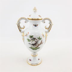 Vintage Herend "Rothschild Bird' Porcelain Lidded Vase with Bugs & Butterflies