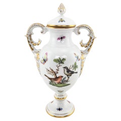 Vintage Herend "Rothschild Bird' Porcelain Lidded Vase with Bugs & Butterflies