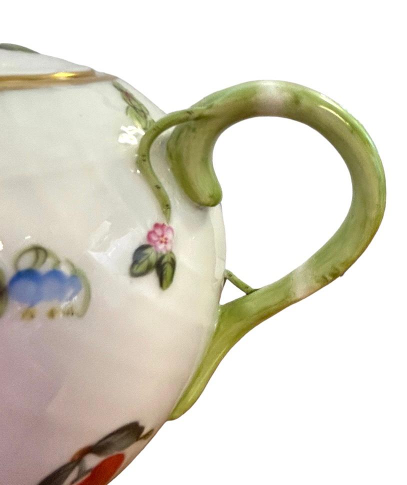 Vintage Herend Tea Pot with Floral and Gold Details In Good Condition For Sale In Naples, FL
