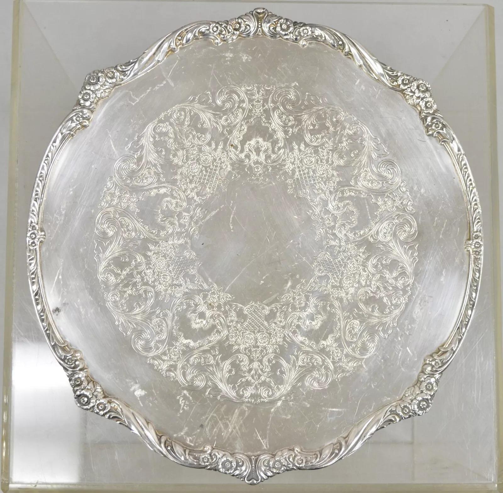 Vintage Heritage 1847 Rogers Bros. 9426 Plato redondo plateado Bandeja. Finales del siglo XX. Medidas: 1
