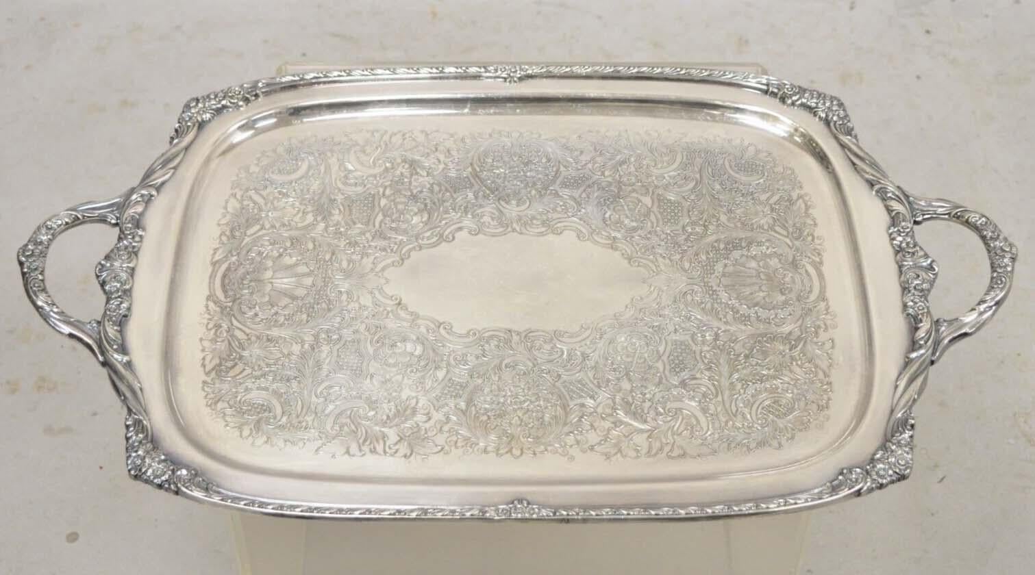 Vintage Heritage 1847 Rogers Bros 9498 Silver Plated Serving Platter Tray. Circa Mid 20th Century. Measurements:  1.5