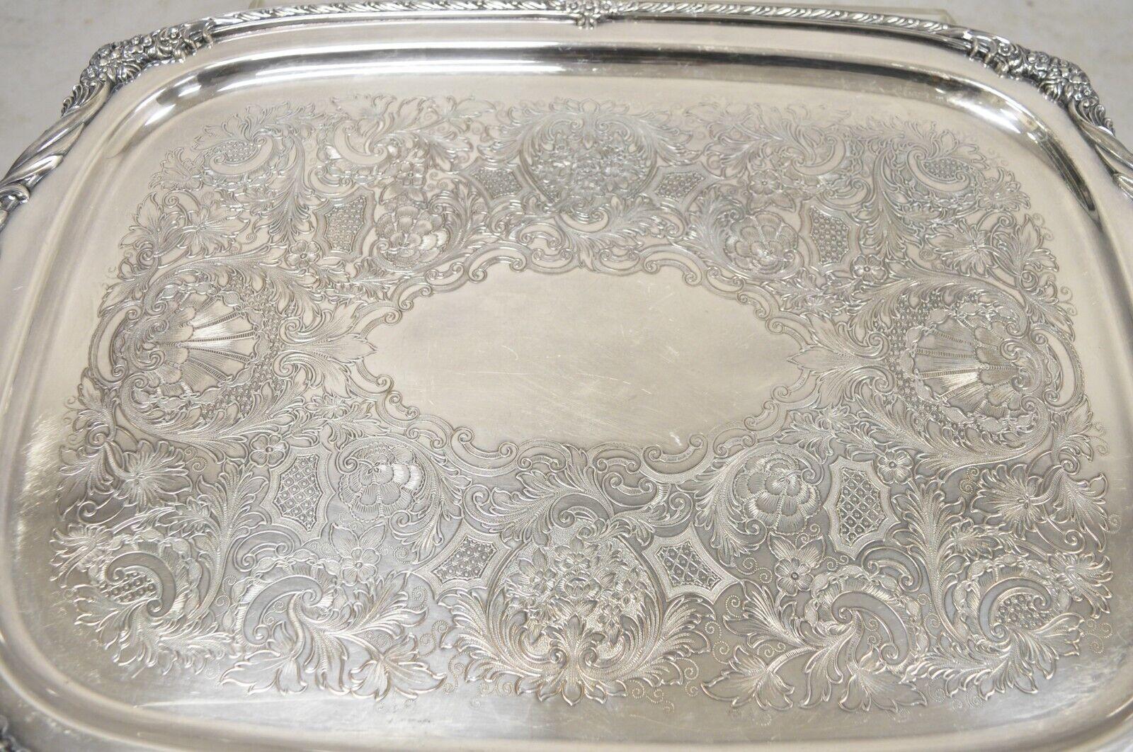 Vintage Heritage 1847 Rogers Bros 9498 Silver Plated Serving Platter Tray In Good Condition For Sale In Philadelphia, PA