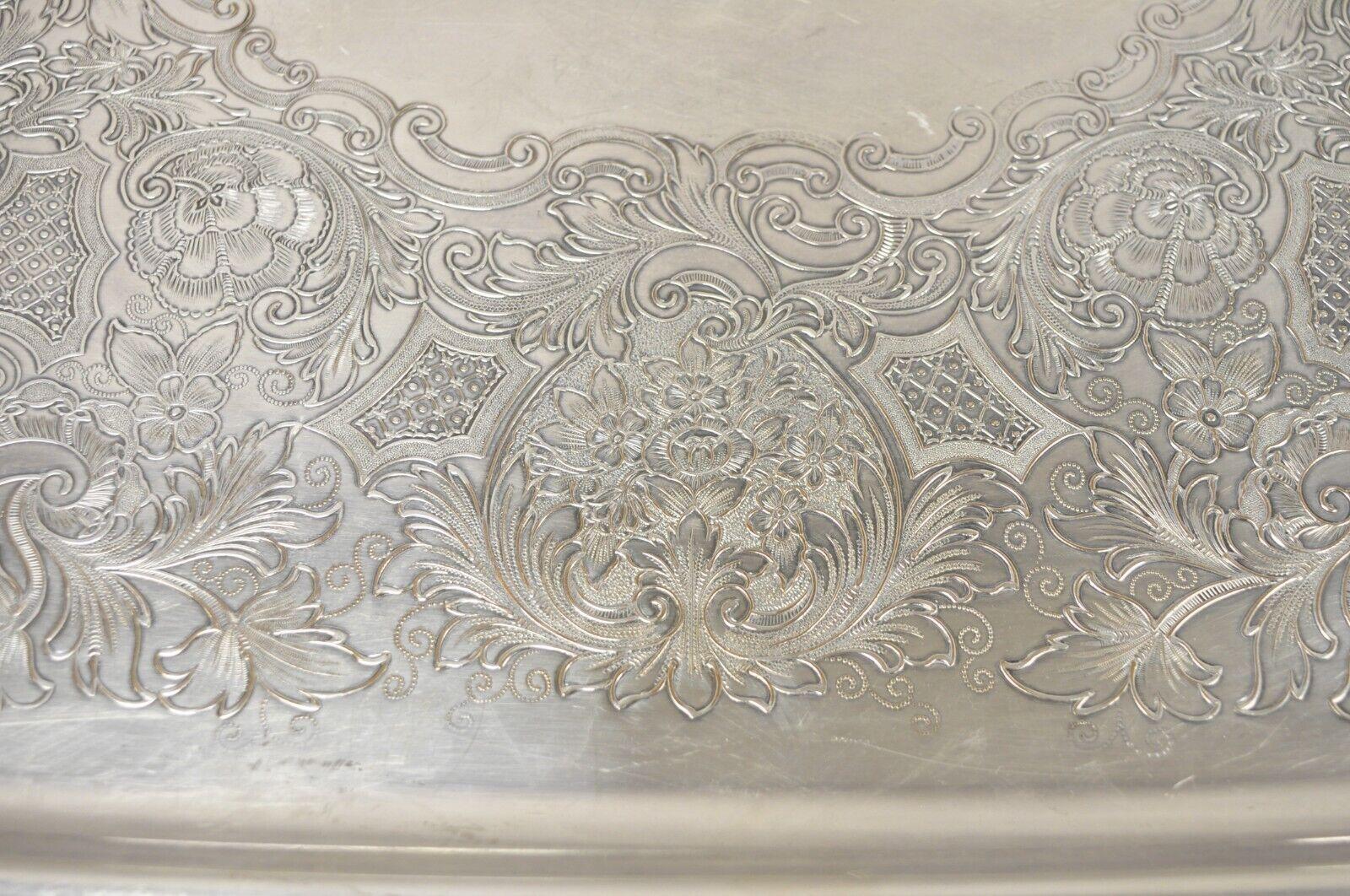 20th Century Vintage Heritage 1847 Rogers Bros 9498 Silver Plated Serving Platter Tray For Sale