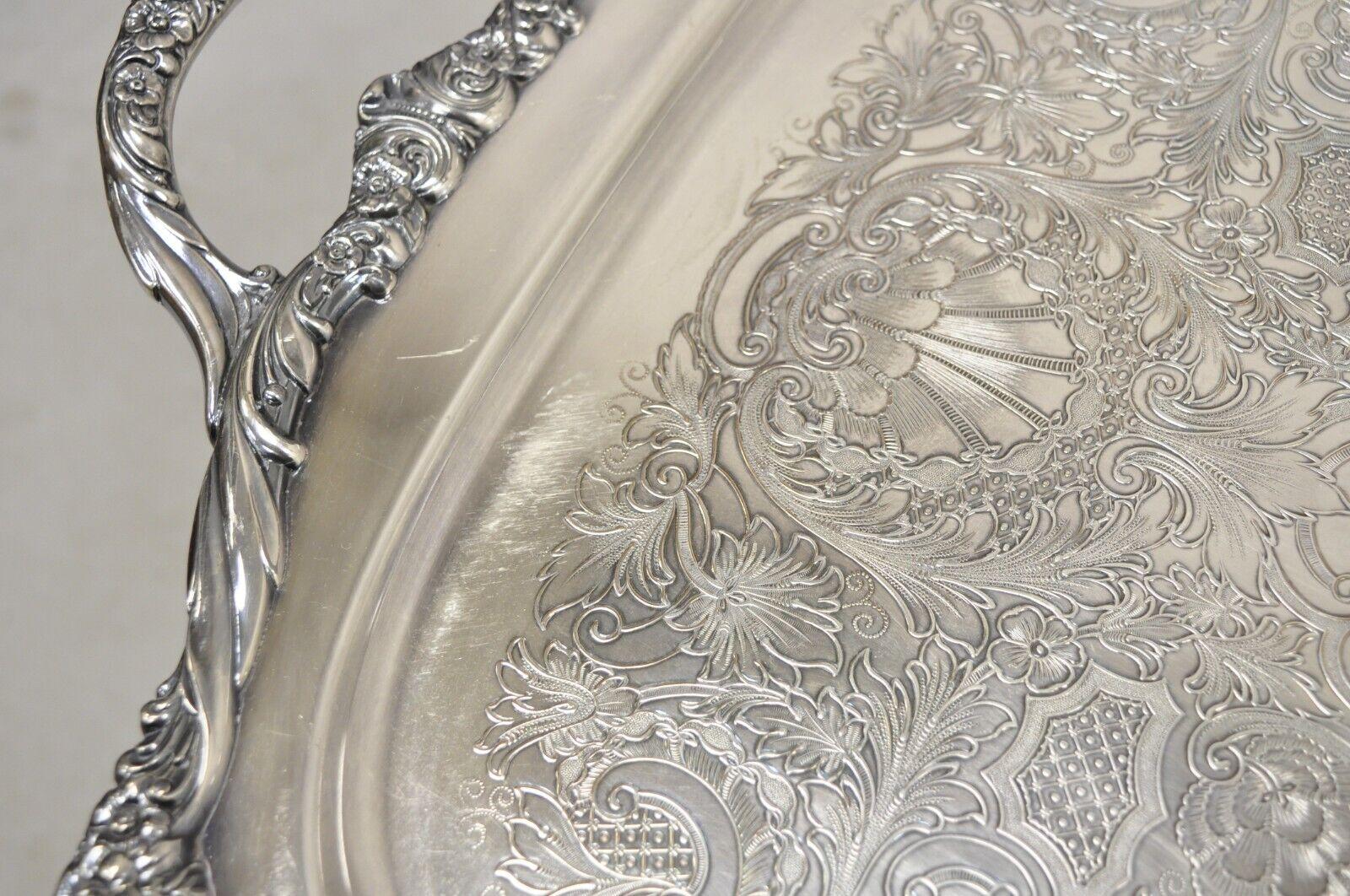 Vintage Heritage 1847 Rogers Bros 9498 Silver Plated Serving Platter Tray For Sale 4