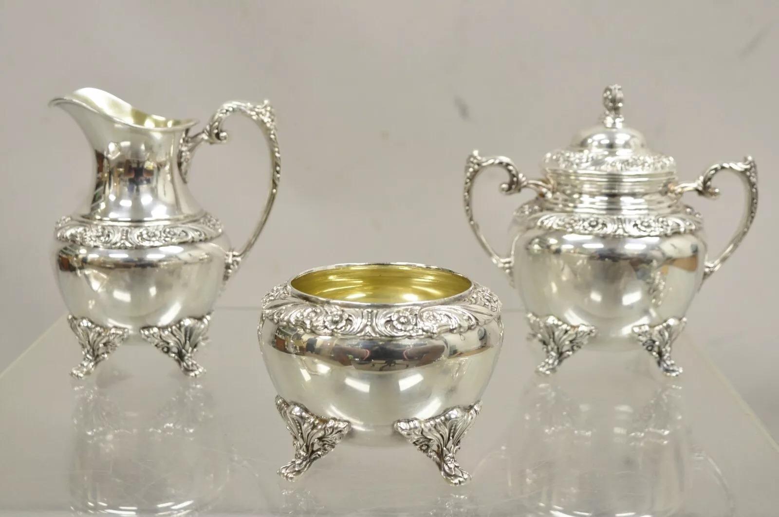 Victorien Service à thé Rogers Bros 1847 avec plateau - 7 pièces