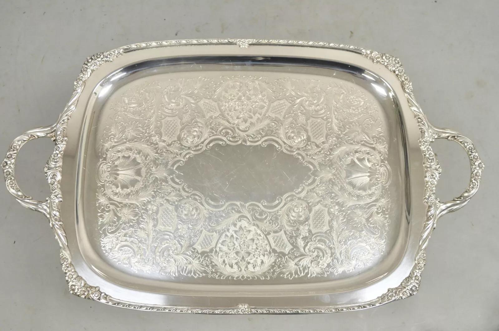 Inconnu Service à thé Rogers Bros 1847 avec plateau - 7 pièces