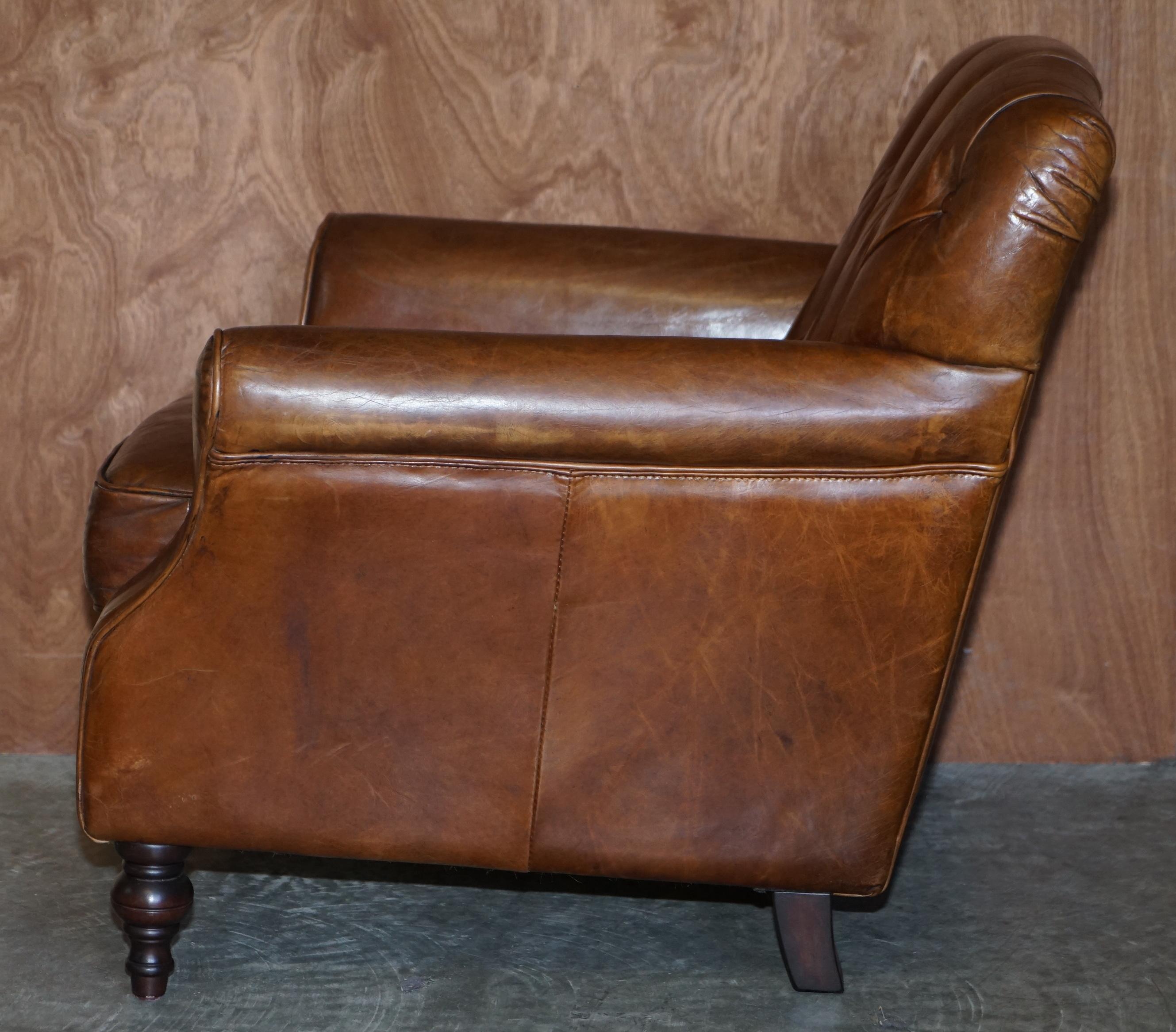 Vintage Heritage Aged Brown Leather Chesterfield Club Armchair Nice Tufting 7