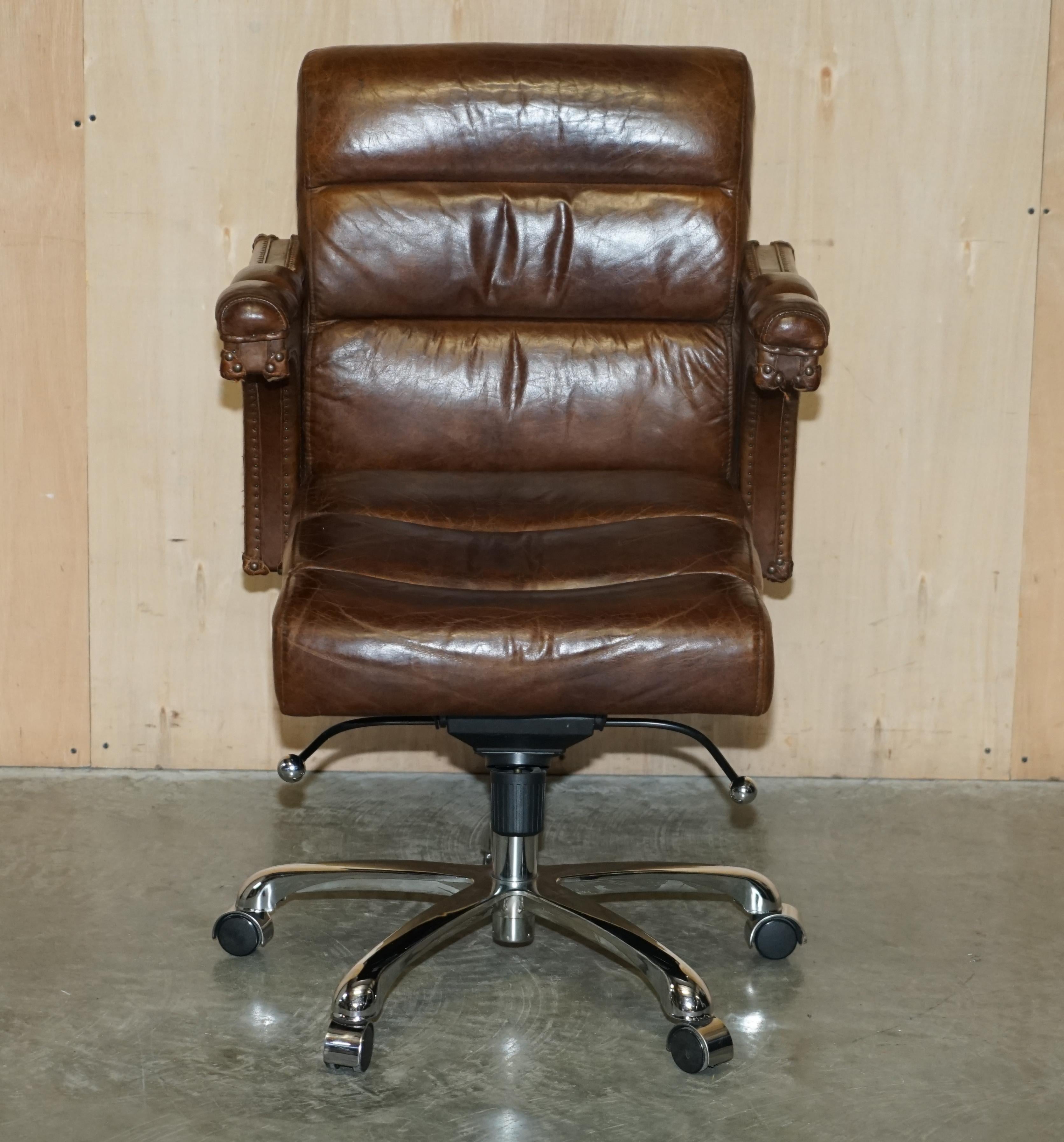 We are delighted to offer for sale this very comfortable, saddle brown heritage leather office chair made by Halo

Please note the delivery fee listed is just a guide, it covers within the M25 only for the UK and local Europe only for